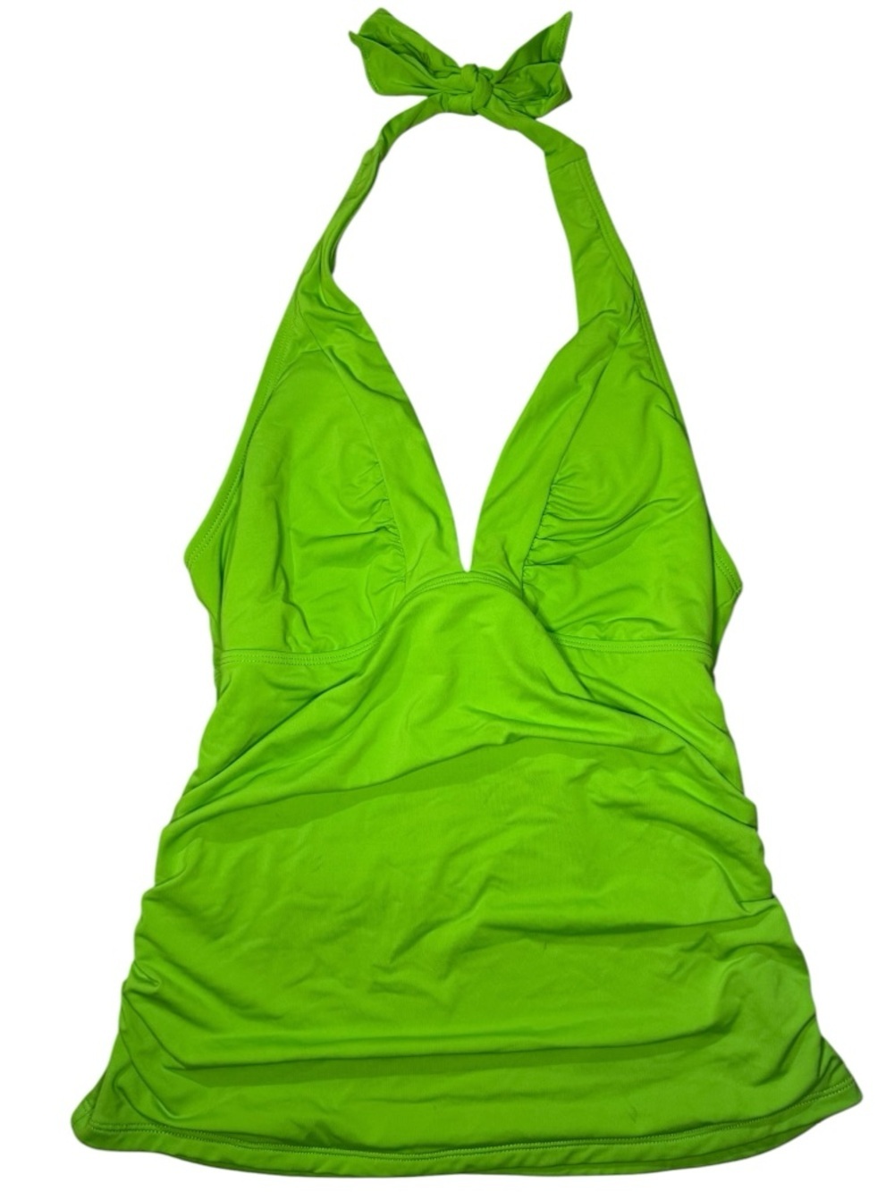Athleta XS Women's Neon Green Halter Tankini Swim Top Pool Vacation Coverage